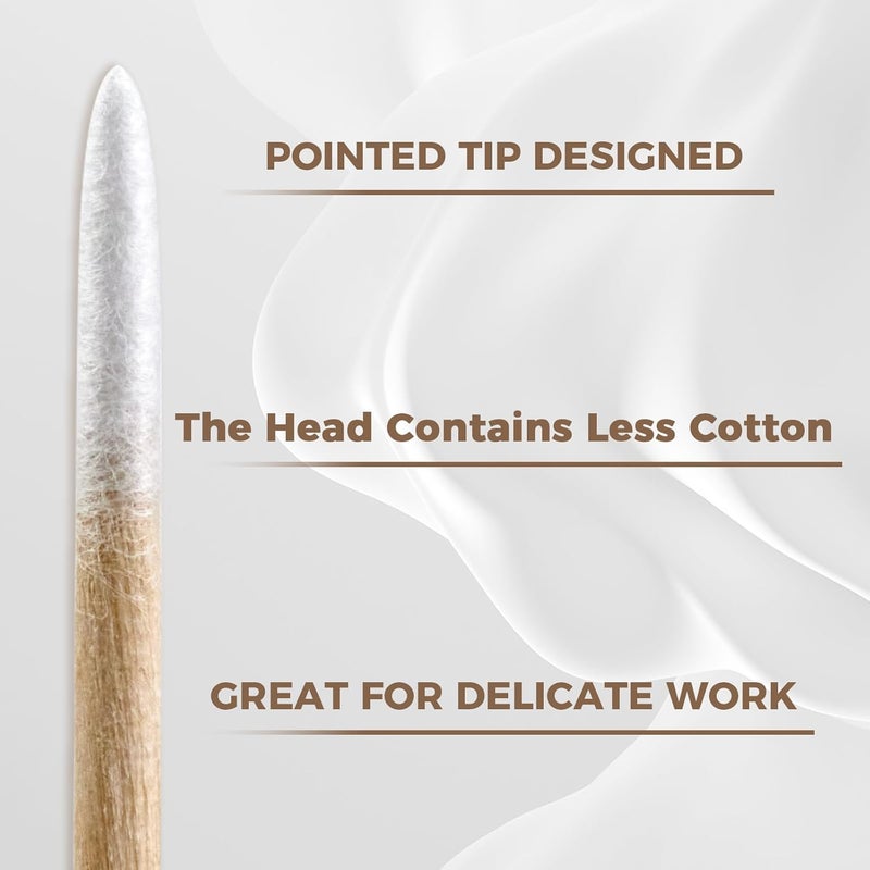 Boesma 200Pcs Pointed Cotton Swabs - Precision Microblading Cotton Swabs with Wooden Sticks, for Makeup, Cleaning Nail Polish, Eyebrow, Tattoo Permanent Supplies, Craft - Image 2